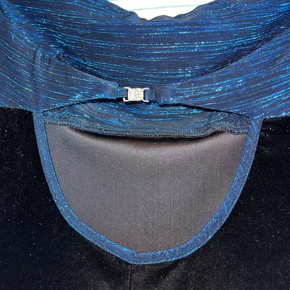 Vintage All That Jazz SML 90s Black Velour Blue Strapless Dress w High Slit💦🔥 - Picture 10 of 13